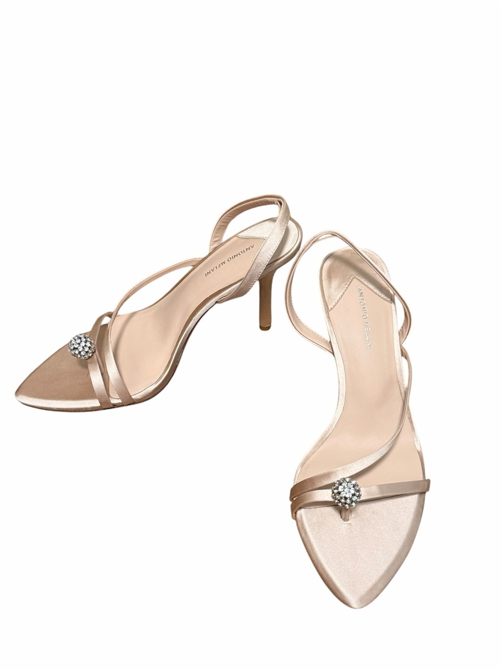NWT Antonio Melani Ames Two Satin Crystal Ornamented Sandals 7.5